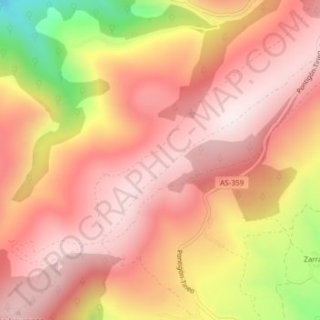 Mapa topográfico Pena el Caleyo, altitud, relieve