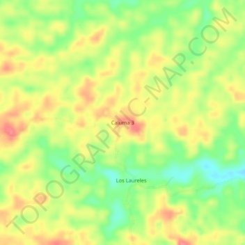 Mapa topográfico Caluma 3, altitud, relieve