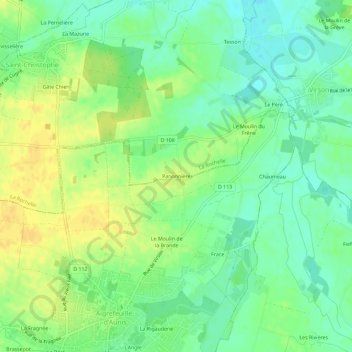Mapa topográfico Panonnière, altitud, relieve