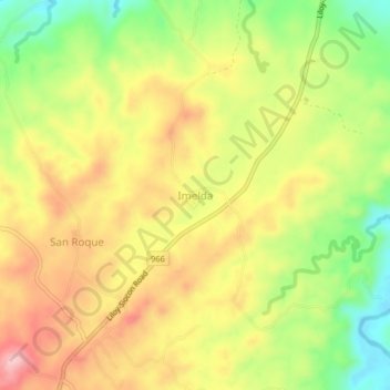Mapa topográfico Imelda, altitud, relieve