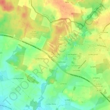 Mapa topográfico Le Point du Jour, altitud, relieve