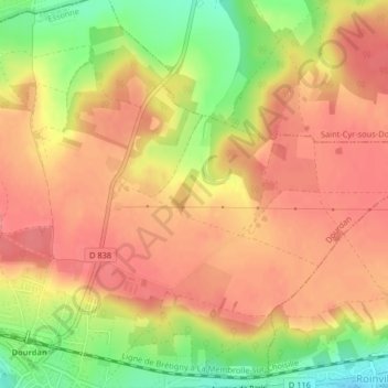 Mapa topográfico Vaubesnard, altitud, relieve
