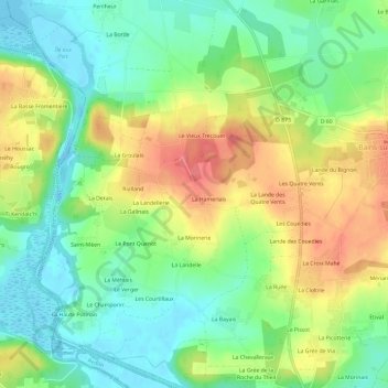 Mapa topográfico Rolland, altitud, relieve