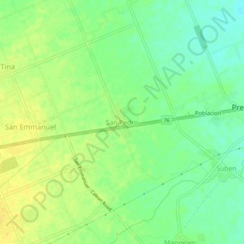 Mapa topográfico San Pedro, altitud, relieve