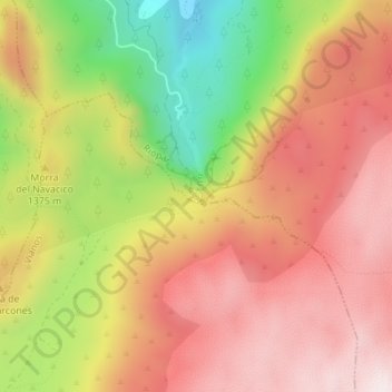 Mapa topográfico Nacimiento del Río Mundo, altitud, relieve