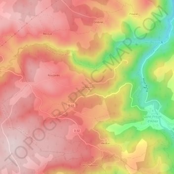 Mapa topográfico Le Mazel, altitud, relieve