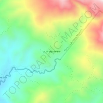 Mapa topográfico 25 de Septiembre, altitud, relieve