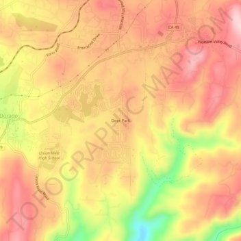 Mapa topográfico Deer Park, altitud, relieve
