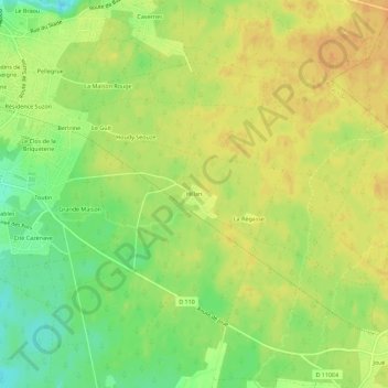 Mapa topográfico Hillan, altitud, relieve