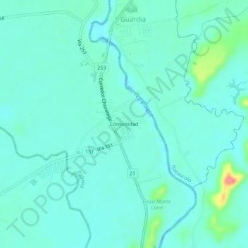 Mapa topográfico Comunidad, altitud, relieve