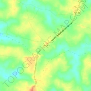 Mapa topográfico Km 36, altitud, relieve