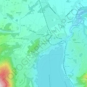Mapa topográfico Ackerberg, altitud, relieve