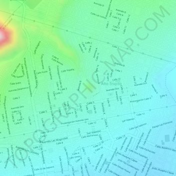 Mapa topográfico CERRO BOLONGO, altitud, relieve