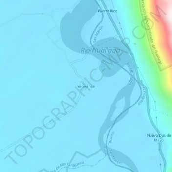 Mapa topográfico Yanajanca, altitud, relieve