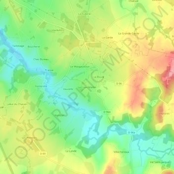 Mapa topográfico La Croix Martin, altitud, relieve