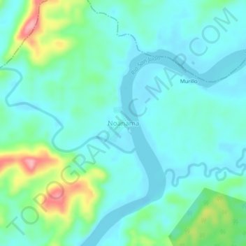 Mapa topográfico Noanama, altitud, relieve