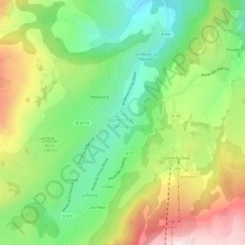 Mapa topográfico Agnières-en-Dévoluy, altitud, relieve