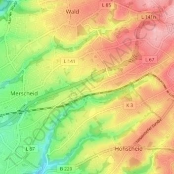 Mapa topográfico Hoffnung, altitud, relieve