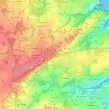 Mapa topográfico La Croix Corbin, altitud, relieve