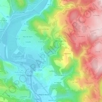 Mapa topográfico Le Rieux, altitud, relieve