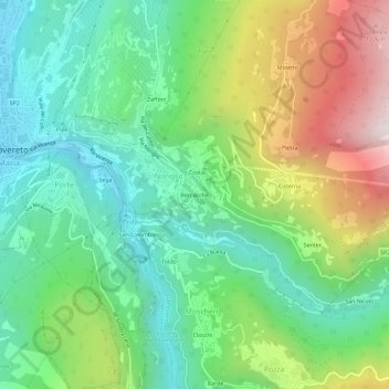Mapa topográfico Beccacchè, altitud, relieve