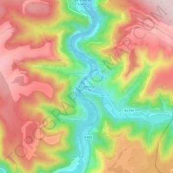 Mapa topográfico Covanera, altitud, relieve