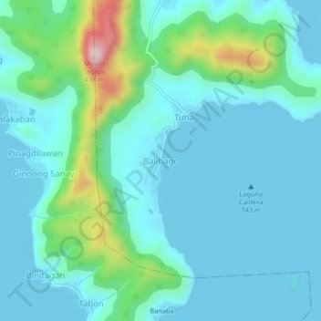 Mapa topográfico Balibago, altitud, relieve