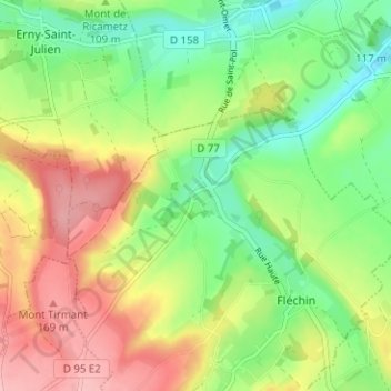 Mapa topográfico Cuhem, altitud, relieve