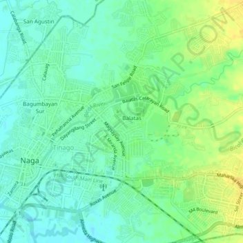 Mapa topográfico Balatas, altitud, relieve