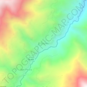Mapa topográfico El Triunfo, altitud, relieve