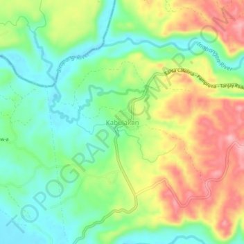Mapa topográfico Kabulakan, altitud, relieve