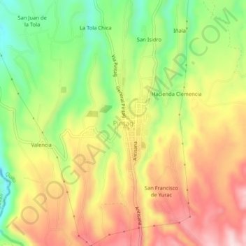 Mapa topográfico Pintag, altitud, relieve