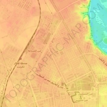 Mapa topográfico تجمع حزب القلعة, altitud, relieve
