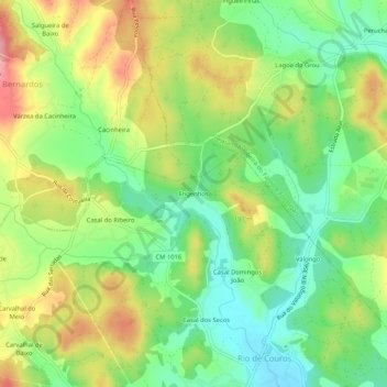 Mapa topográfico Engenhos, altitud, relieve