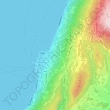 Mapa topográfico Coi, altitud, relieve