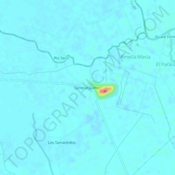 Mapa topográfico General Gomez, altitud, relieve