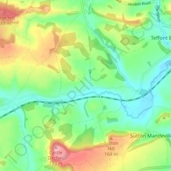 Mapa topográfico Lower Chicksgrove, altitud, relieve