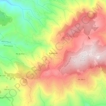 Mapa topográfico Barbelote, altitud, relieve