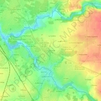 Mapa topográfico La Fournerie, altitud, relieve