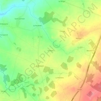 Mapa topográfico Le Gond, altitud, relieve
