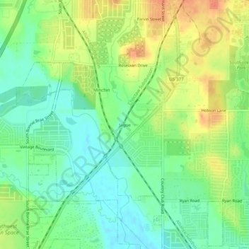 Mapa topográfico Jagoe, altitud, relieve