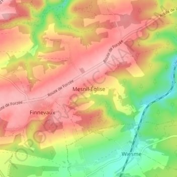 Mapa topográfico Mesnil-Église, altitud, relieve