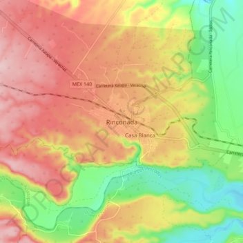 Mapa topográfico Rinconada, altitud, relieve