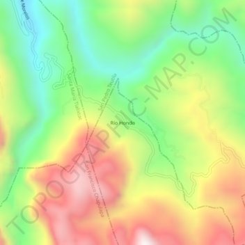 Mapa topográfico Río Hondo, altitud, relieve