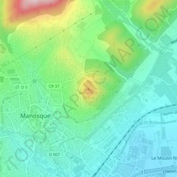 Mapa topográfico Mont d'Or, altitud, relieve