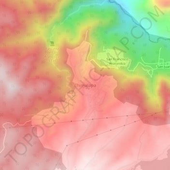 Mapa topográfico Chimalapa, altitud, relieve