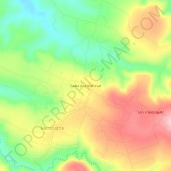 Mapa topográfico Santa Ana Matlavat, altitud, relieve
