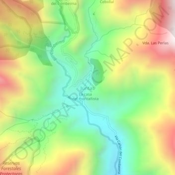 Mapa topográfico Juntas, altitud, relieve