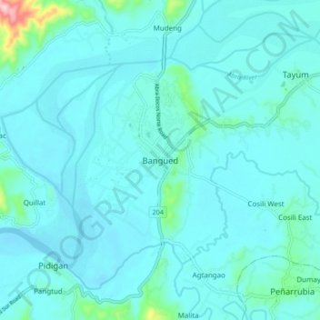 Mapa topográfico Bangued, altitud, relieve