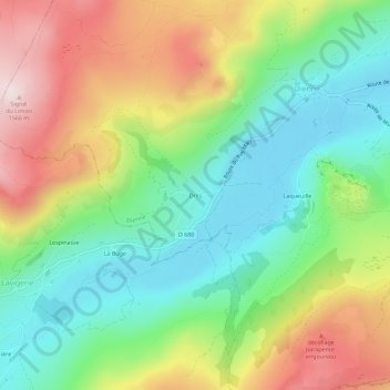 Mapa topográfico Drils, altitud, relieve